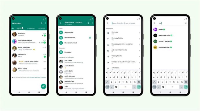 Captura del nuevo servicio de búsqueda de empresas en WhatsApp