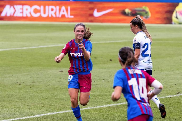 Archivo - Bruna Vilamala of FC Barcelona Femeni celebrates a goal during the Liga Iberdrola match between Fc Barcelona Femeni and UD Granadilla  at Johan Cruyff Stadium on September 04, 2021 in Sant Joan Despi, Barcelona, Spain.