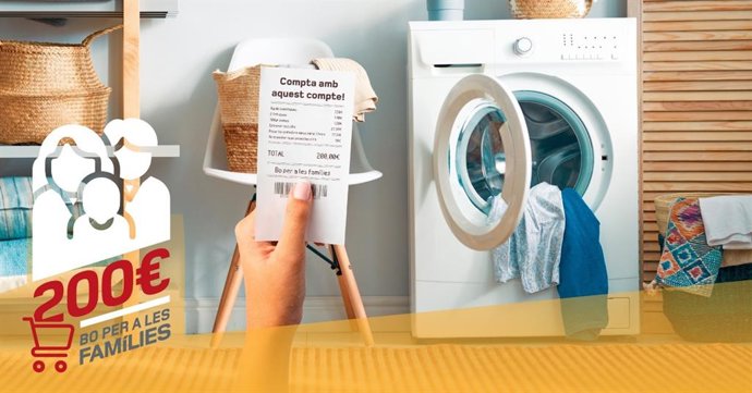 Cartel de la ayuda de 200 euros del Consell de Mallorca para familias.