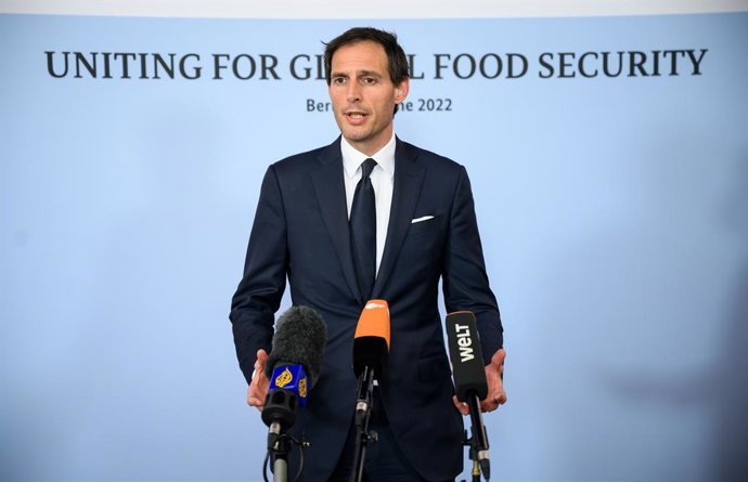 Archivo - 24 June 2022, Berlin: Wopke Hoekstra, Foreign Minister of the Netherlands, speaks at the International Conference on Food Security at the German Federal Foreign Office. Representatives of states, international organizations and civil society a