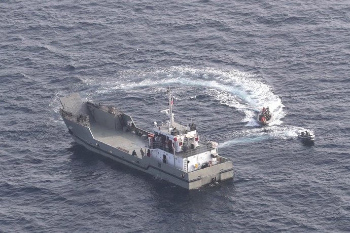 Archivo - HANDOUT - 21 January 2022, ---: An aerial view shows a joint naval drill between Iran, Russia and China in the Indian Ocean. Iran's state TV said 11 of its vessels were joined by three Russian ships including a destroyer, and two Chinese vesse