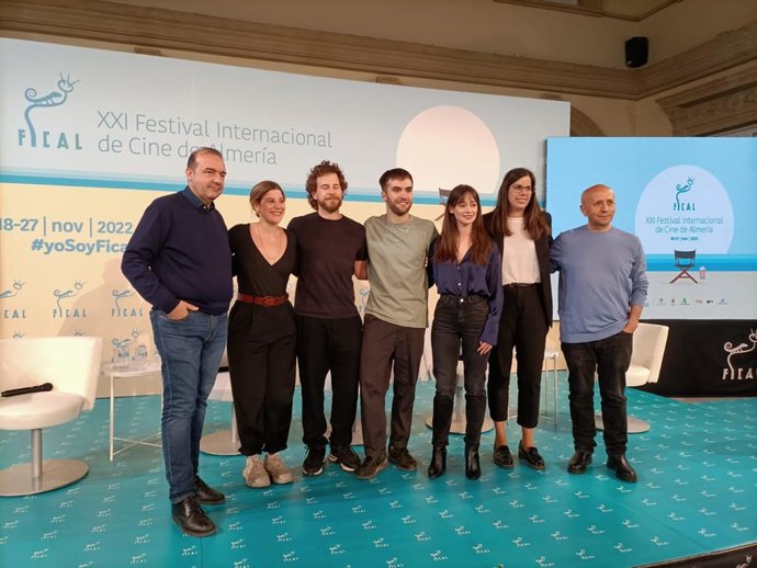 Los intérpretes Elena Rivera, Álvaro Cervantes, Ricardo Gómez y Ángela Cervantes participan en una mesa redonda en el marco del Festival Internacional de Cine de Almería (Fical).