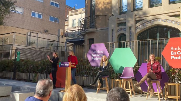 La líder de los comuns en el Parlament, Jessica Albiach, este domingo en Badalona (Barcelona)
