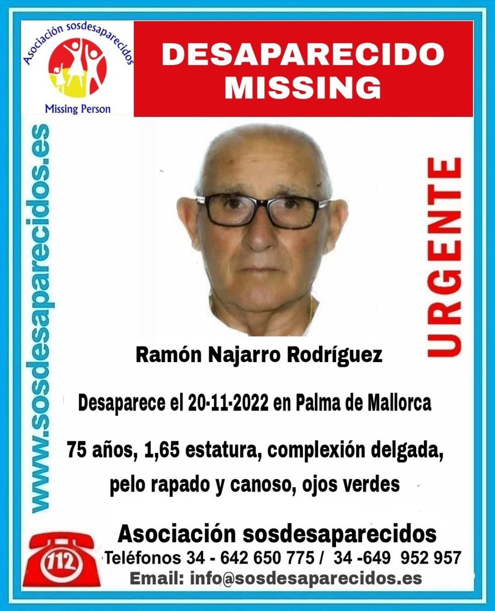 Alerta por desaparición de Ramón Najarro Rodríguez.