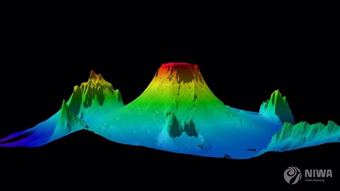 Mapa batimétrico 3D de Hunga Tonga-Hunga Ha'apai.