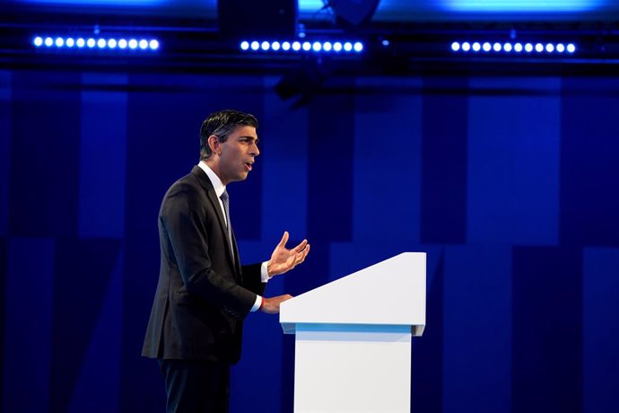 21 November 2022, United Kingdom, Birmingham: Prime Minister Rishi Sunak speaks during the CBI annual conference at the Vox Conference Centre in Birmingham. Photo: Jacob King/PA Wire/dpa
