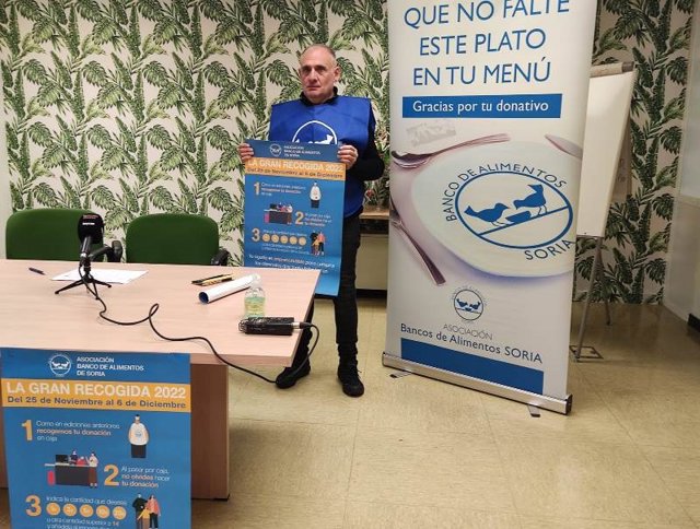 El presidente del Banco de Alimento de Soria, Óscar Arancón, presenta la Gran Recogida.