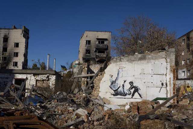 Mural de Banksy en Ucrania.