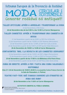 Cartel informativo de la Semana Europea de Prevención de Residuos, que acogerá entre este lunes y viernes cinco actos sobre moda circular sostenible.