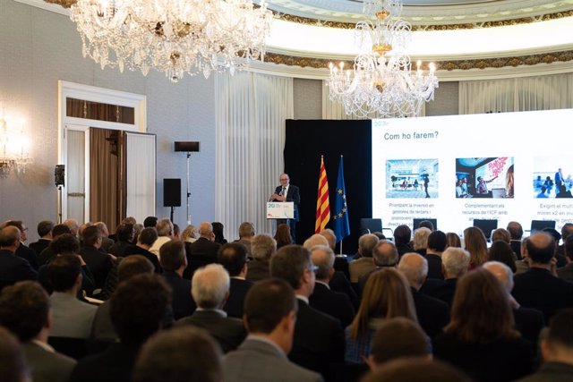 El CEO del Institut Català de Finances (ICF), Jordi Òliva, interviene en el acto del 20 aniversario del Institut Català de Finances (ICF), en el Palau de Pedralbes, a 21 de noviembre de 2022, en Barcelona, Catalunya (España). El Institut Català de Finance