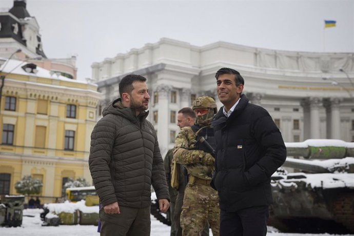 El presidente de Ucrania, Volodimir Zelenski, y el primer ministro de Reino Unido, Rishi Sunak