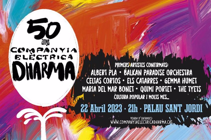Cartel promocional del concierto para celebrar el 50 aniversario de la Companyia Elctrica Dharma.