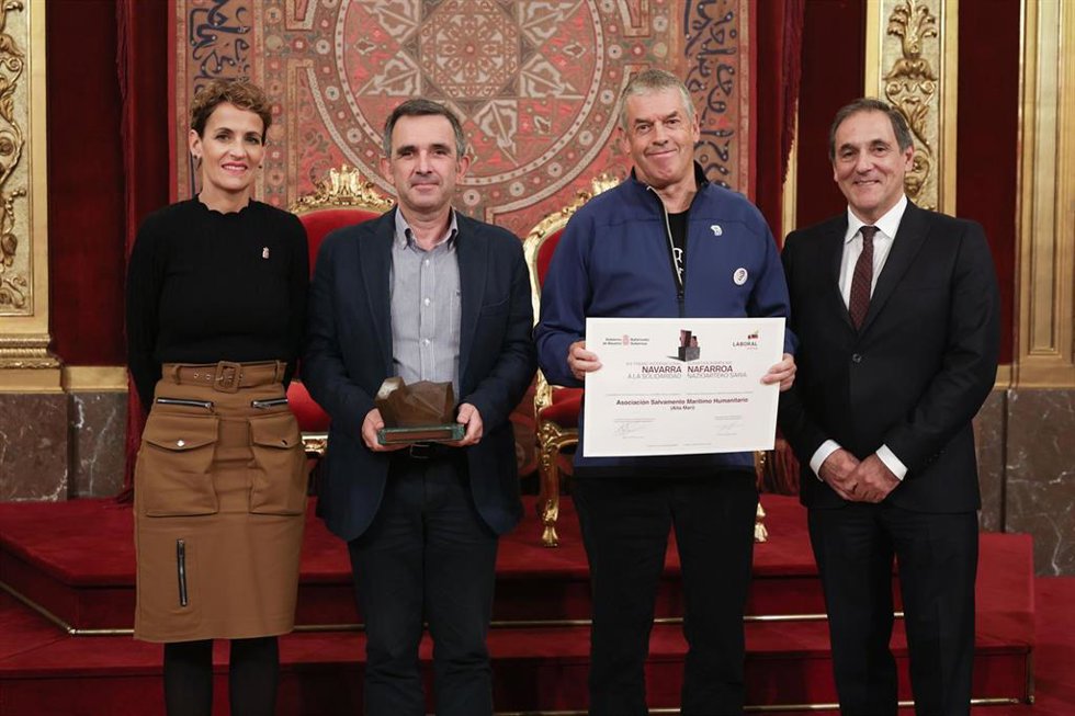 De izda. A dcha., la Presidenta Chivite, Iñigo Nijangos, Iñaki Goñí y Txomin Garcia.