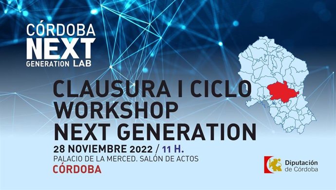 Imagen promocional de la clausura en la Diputación el día 28 de noviembre de los 'workshops' de Córdoba Next Generation.