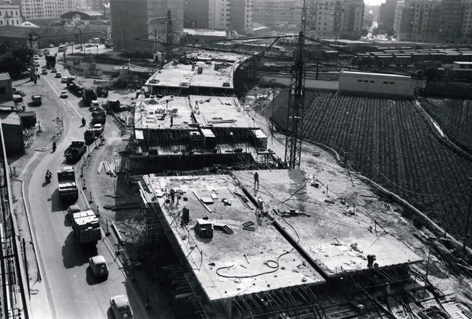 Obras del paso elevado de Giorgeta (1969).