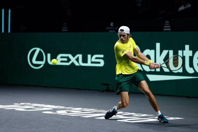 El australiano Alex de Miñaur durante los cuartos de final de la Copa Davis en Málaga