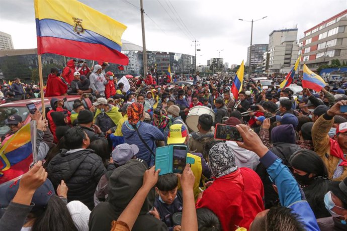 Archivo - Manifestación de la organización indígena CONAIE en Quito, Ecuador