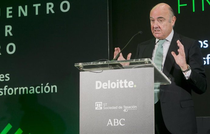 Luis de Guindos, vicepresidente del BCE en el XXIX Encuentro del Sector Financiero, organizado por ABC y Deloitte, en colaboración con Sociedad de Tasación.