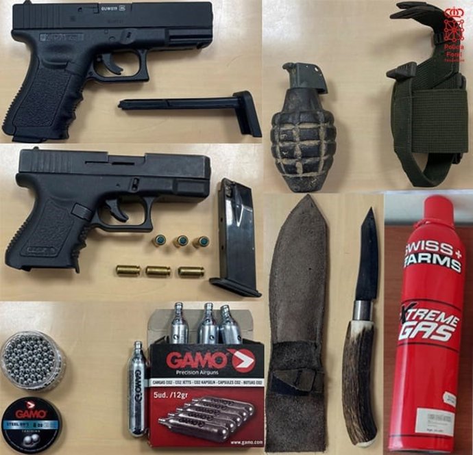 Imagen de las armas incautadas