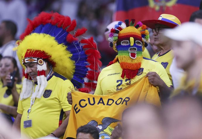 Aficionados de Ecuador durante el partido ante Catar del Mundial