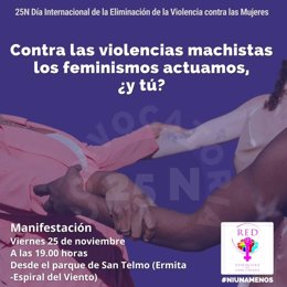 Cartel de la Red Feminista de Gran Canaria contra la violencia de género