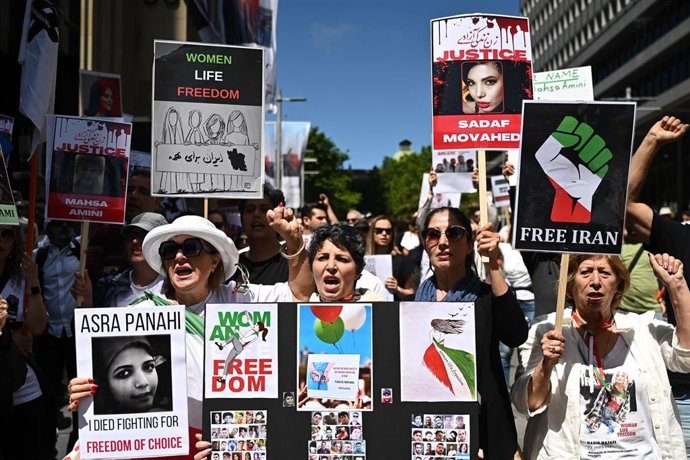 Protestas en Sidney, Australia, contra el Gobierno de Irán.