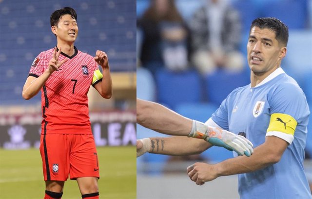 Archivo - El jugador de Corea del Sur Heung-Min Son y de Uruguay Luis Suárez