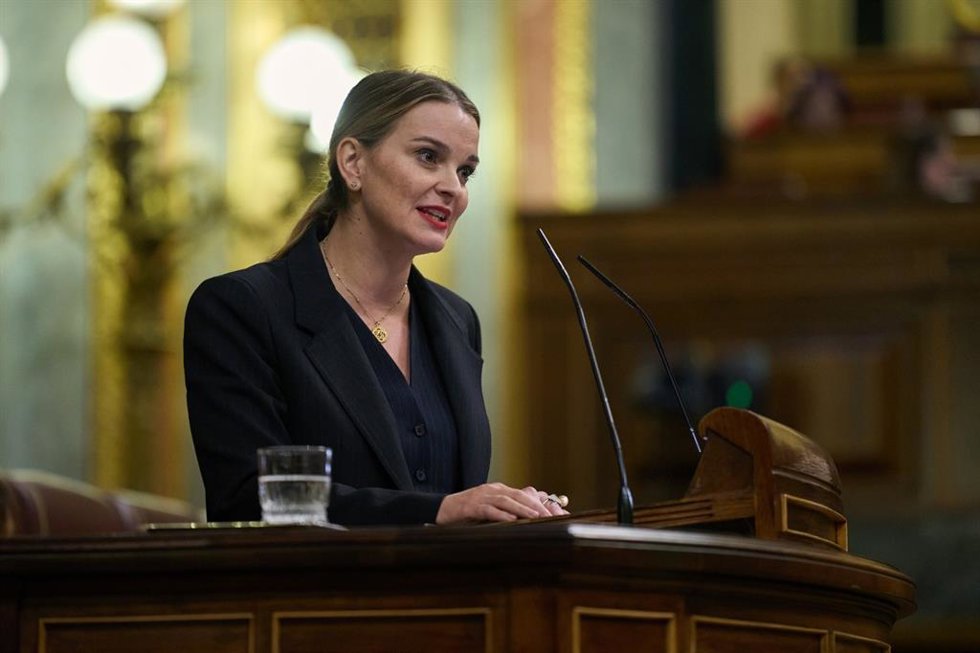 La presidenta del PP balear, Marga Prohens, durante una intervención en el Congreso de los Diputados.