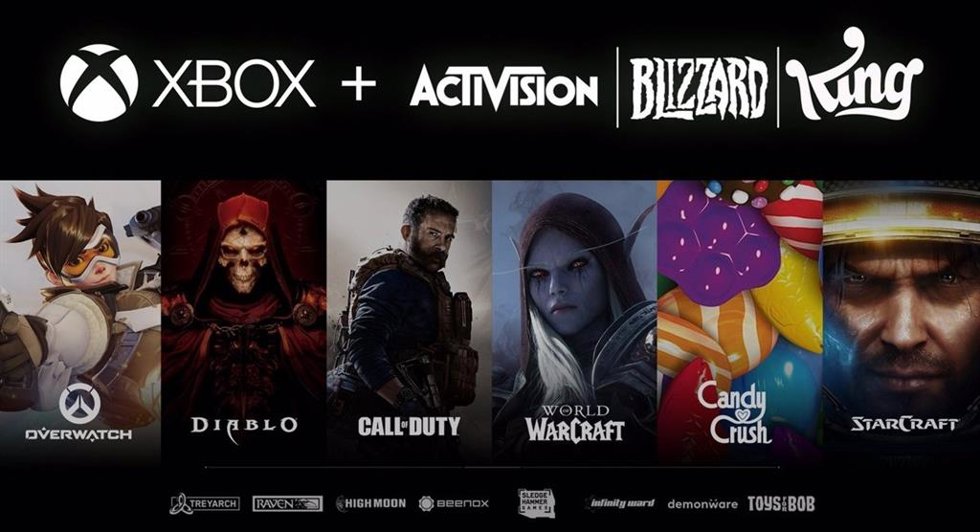 Logos de Microsoft y Activision Blizzard