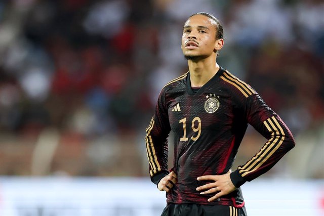 FILED - 16 November 2022, Oman, Muscat: Germany's Leroy Sane reacts during the International friendly soccer match between Oman and Germany at the Sultan Qabus Sports Center. inger Leroy Sane is back in training and could feature for Germany in their cruc
