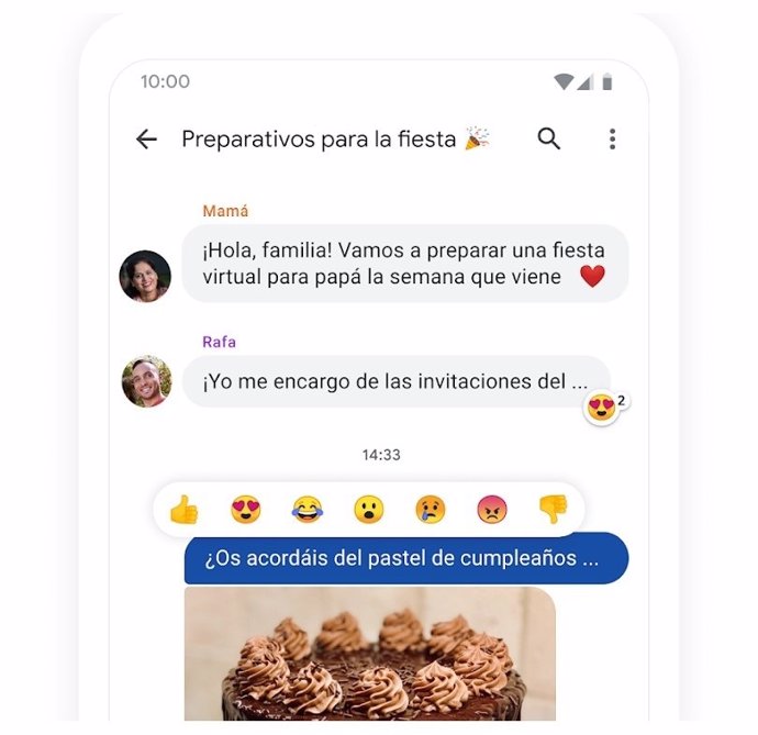 Google Messages permite reaccionar con emojis.