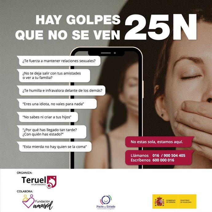 Cartel campaña 'Hay golpes que no se ven', con motivo del Día Internacional de la Eliminación de la Violencia contra la Mujer.