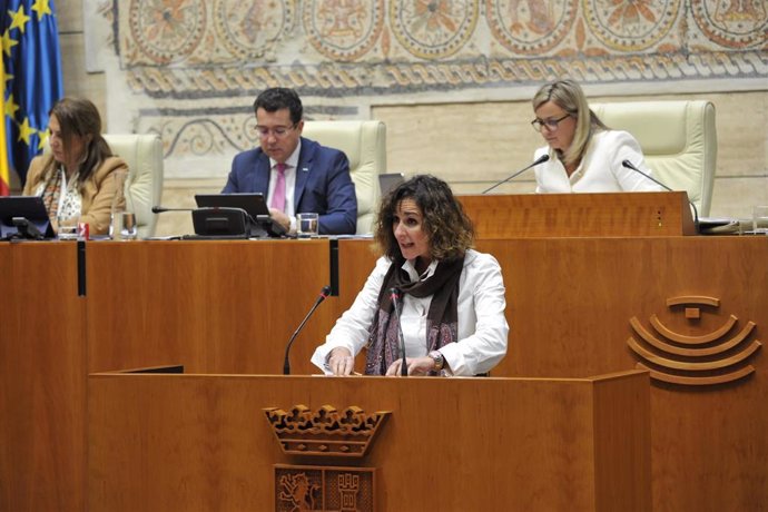 La consejera para la Transición Ecológica, Olga García, interviene en el pleno de la Asamblea