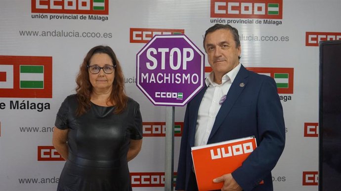La secretaria de las Mujeres e Igualdad de CCOO de Málaga, Susana Torres, junto al secretario general de CCOO de Málaga, Fernando Cubillo