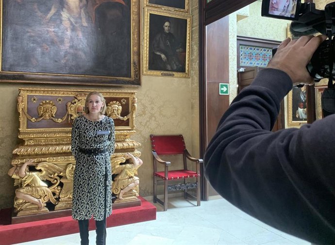 La portavoz del grupo municipal Ciudadanos (Cs) en el Ayuntamiento de Palma, Eva Pomar, en declaraciones a los medios.