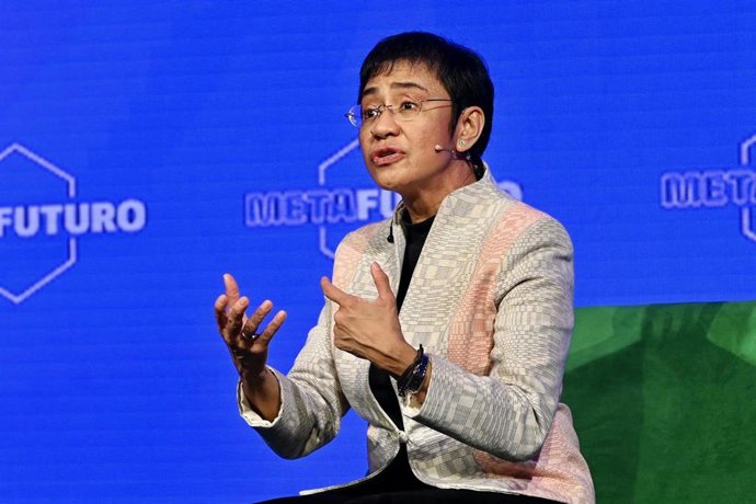 La periodista filipina y premio Nobel de la Paz, María Ressa, durante una intervención en las jornadas 'Metafuturo' celebradas en el Ateneo de Madrid y organizadas por La Sexta.