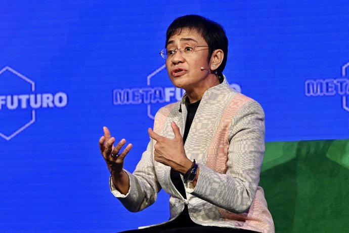 La periodista filipina y premio Nobel de la Paz, María Ressa, durante una intervención en las jornadas 'Metafuturo' celebradas en el Ateneo de Madrid y organizadas por La Sexta.