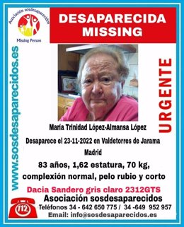 Guardia Civil busca a una mujer de 83 años vecina de Valdetorres de Jarama desaparecida el martes