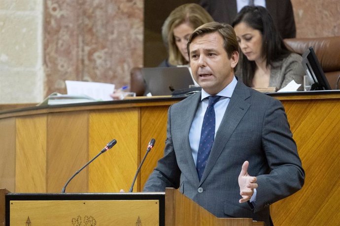 El secretario general del PP-A, Antonio Repullo, en una imagen de archivo en el Pleno del Parlamento.