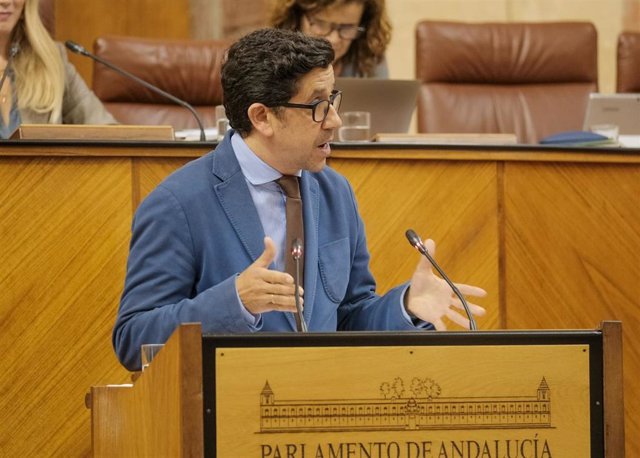 El diputado del PP Alberto Fernández, este jueves en el Pleno del Parlamento en la defensa de la PNL sobre incremento de los MIR.