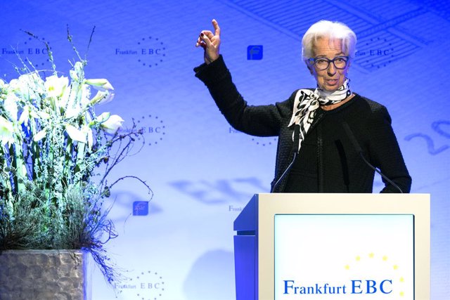18 November 2022, Hessen, Frankfurt_Main: Christine Lagarde, President of the European Central Bank (ECB), speaks during the 32nd European Banking Congress. Photo: Hannes P. Albert/dpa