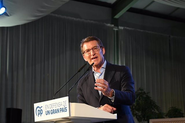El líder del Partido Popular (PP), Alberto Núñez Feijóo, participa en el acto público 'En defensa de un gran país' en el Palacio de Cristal del Hotel Río, a 24 de noviembre de 2022, en Badajoz, Extremadura (España). 