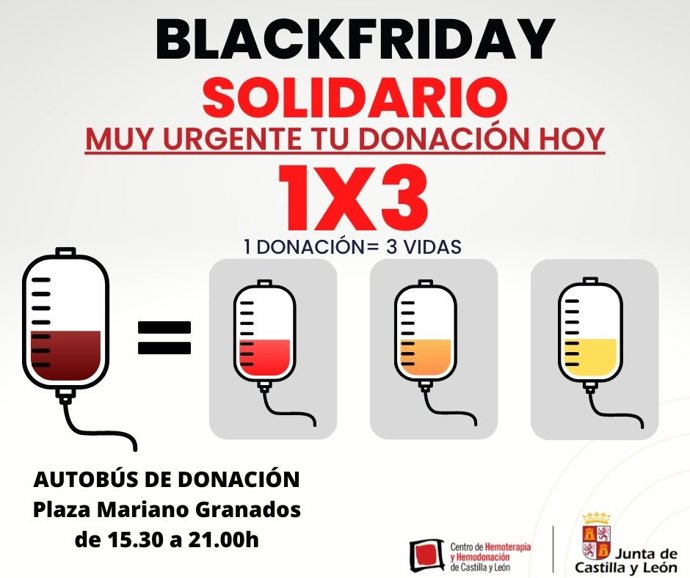 Gráfico elaborado por el Centro de Hemoterapia y Hemodonación de CyL para animar a donar sangre en el Black Friday