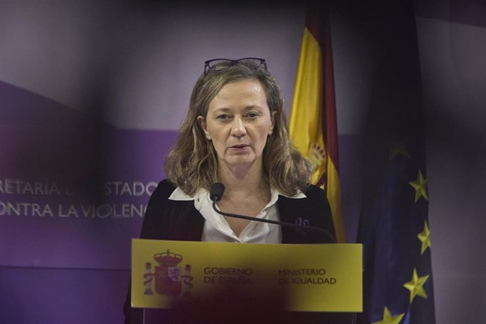 La delegada del Gobierno contra la Violencia de Género, Victoria Rosell, durante una comparecencia institucional, en el Ministerio de Igualdad, a 21 de noviembre de 2022, en Madrid (España).