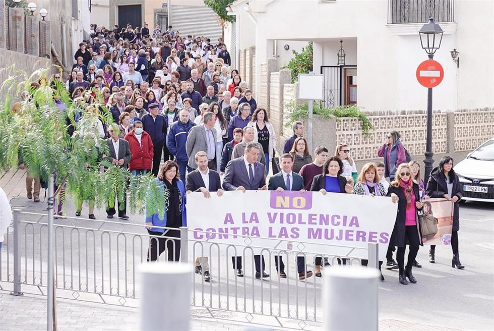 Javier Aureliano García en la manifestación celebrada en Tíjola (Almería)