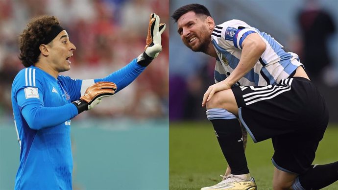 El portero mexicano Guillermo Ochoa y el delantero argentino Leo Messi.