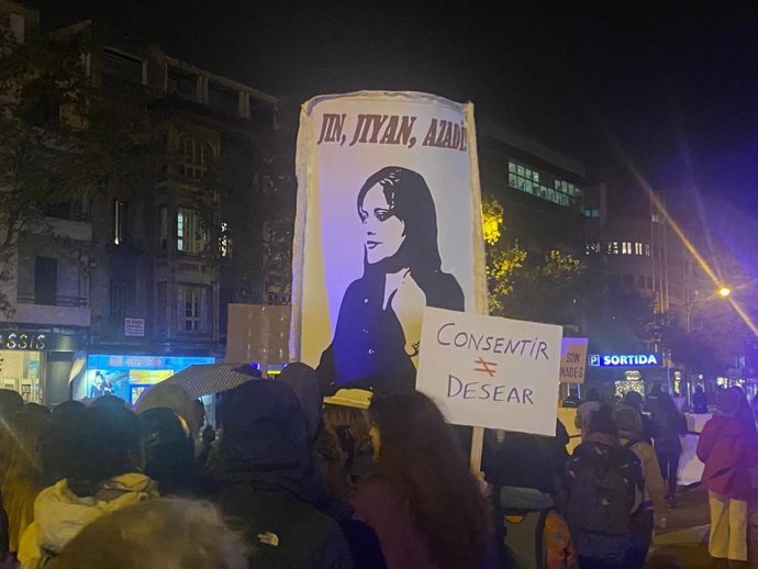 Carteles durante la manifestación del 25-N en Palma.