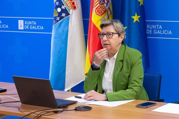 Archivo - La conselleira do Mar, Rosa Quintana, participa por videoconferencia en el Consejo Consultivo de Política Pesquera para Asuntos Comunitarios.
