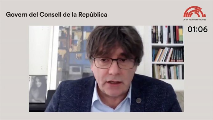 Carles Puigdemont durant la seva intervenció en l'Assemblea de Representants del Consell de la República