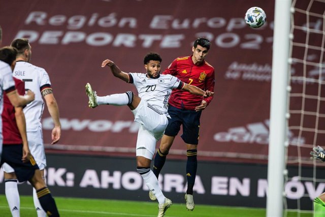 Archivo - Alvaro Morata cabecea el 1-0 en el España-Alemania de la Liga de Naciones 2020-2021